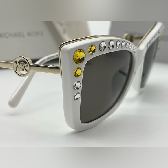 Michael Kors White Gold Crystal Cat Eye Sunglasses - Picture 4 of 16